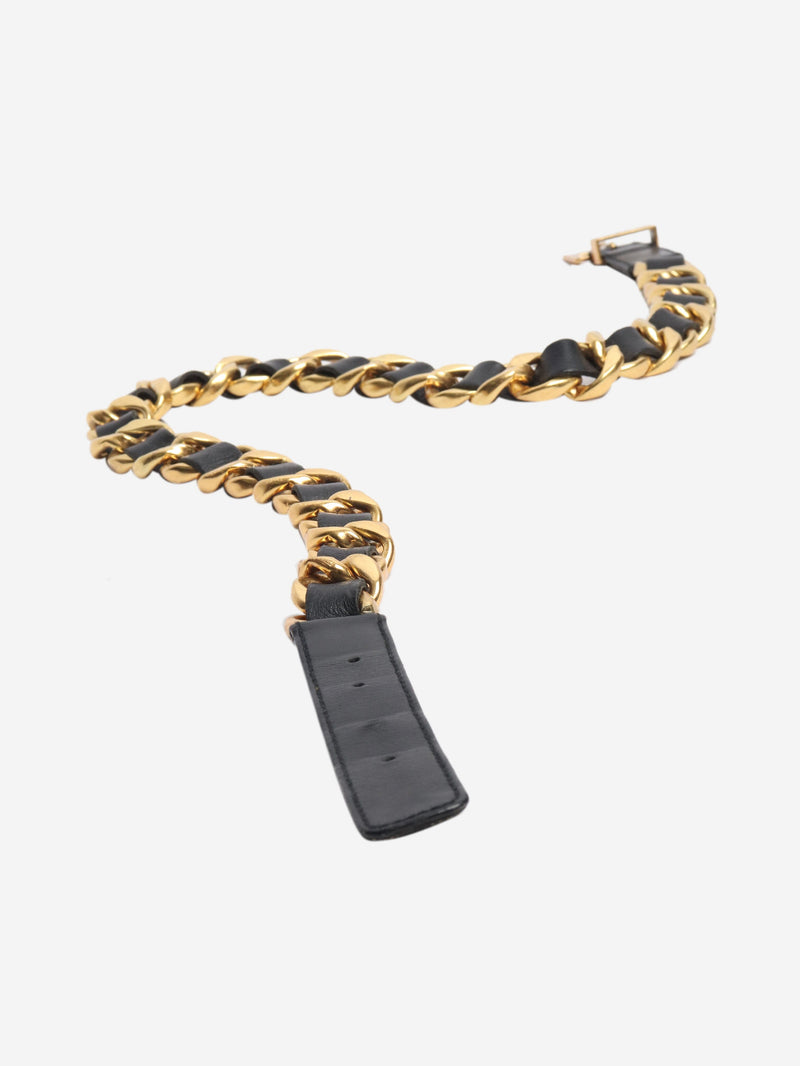 Black chain and leather belt Belts Chanel 