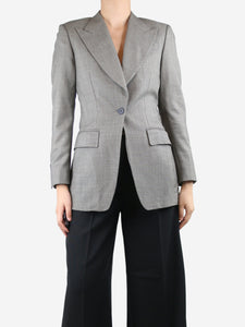 Chloe Grey padded-shoulder wool blazer - size UK 10