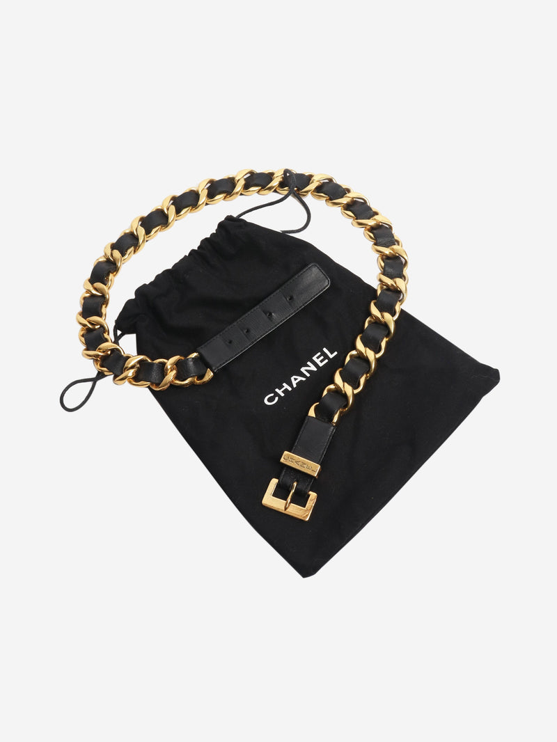 Black chain and leather belt Belts Chanel 