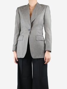 Chloe Grey padded-shoulder wool blazer - size UK 10