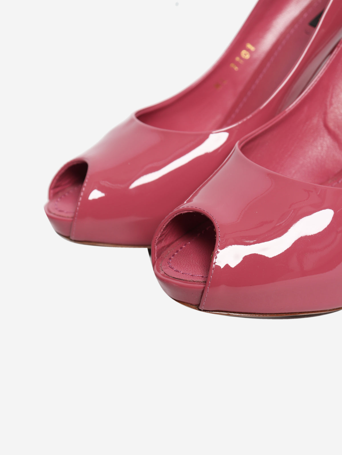 Patent pink peep toe heels - size EU 38.5 (UK 5.5)