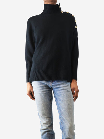 Black cashmere turtleneck knit jumper - size UK 6 Knitwear Kujten 