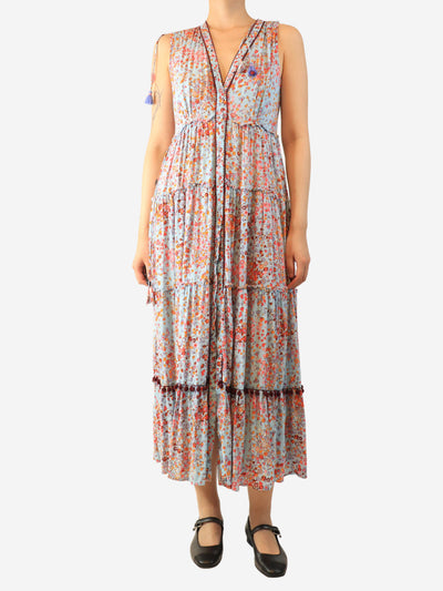 Blue sleeveless floral printed dress - size S Dresses Poupette St Barth 