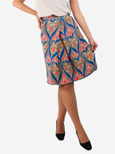 Prada Tan floral pleated midi skirt - size UK 10
