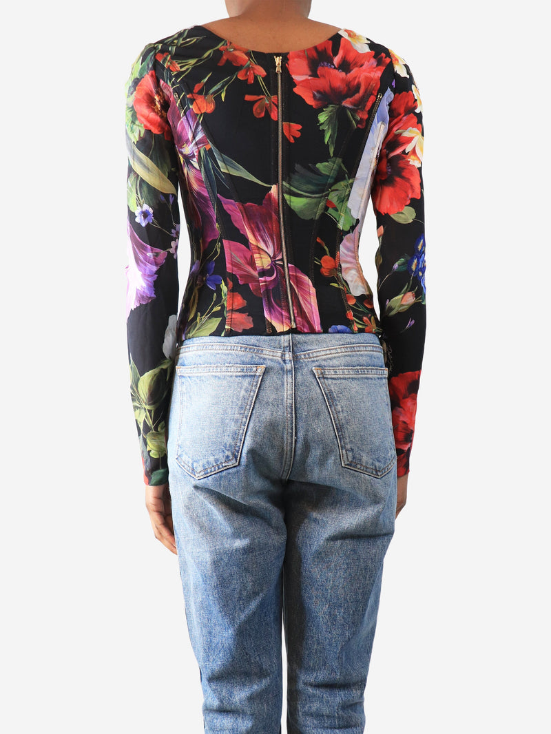 Black floral mesh boned top - size UK 4 Tops Dolce & Gabbana 
