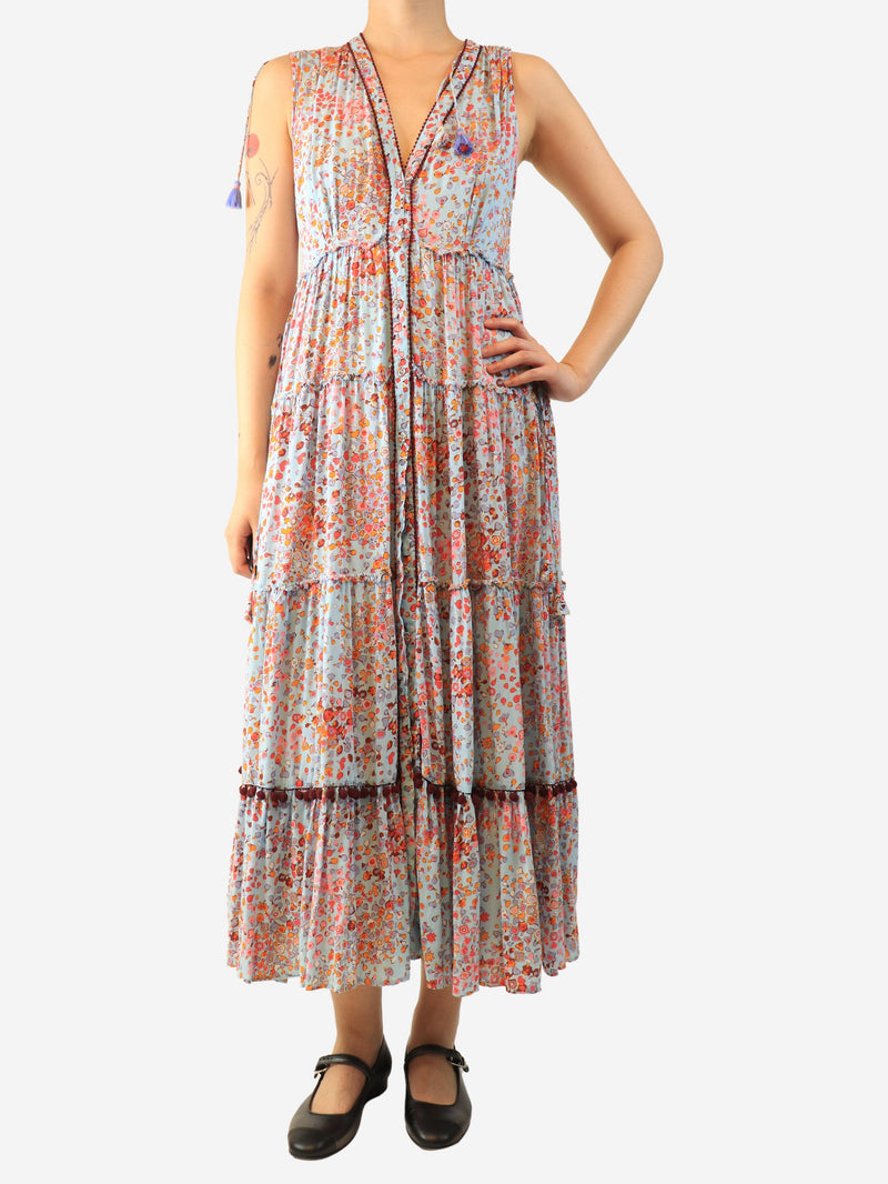Blue sleeveless floral printed dress - size S Dresses Poupette St Barth 