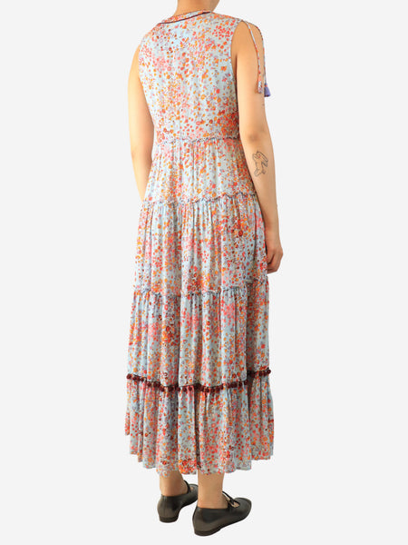 Blue sleeveless floral printed dress - size S alternate image