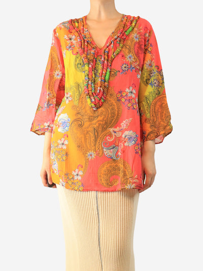 Multicolour paisley cotton top - size UK 14 Tops Etro 