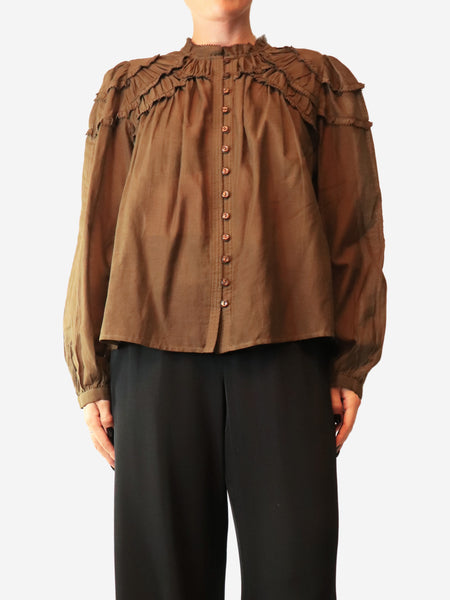 Dark khaki cotton blouse - size UK 12 product image