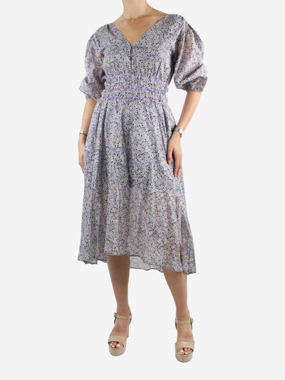 Blue puff-sleeved floral printed dress - size FR 38 Dresses Maje 