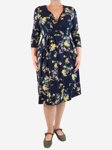 Weekend Max Mara Navy floral midi dress - size L