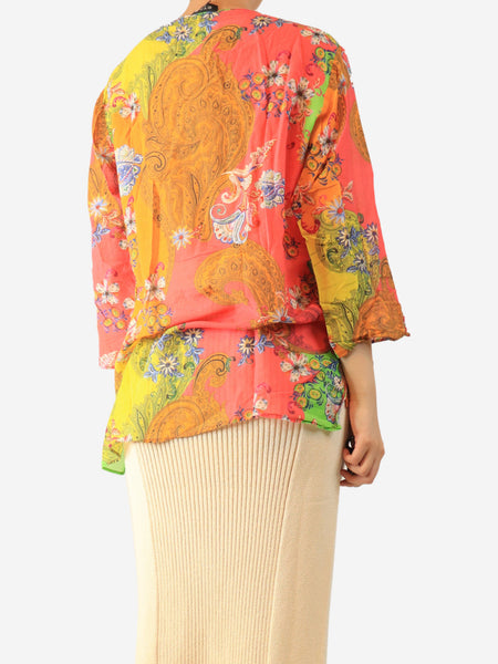 Multicolour paisley cotton top - size UK 14 alternate image
