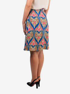 Prada Tan floral pleated midi skirt - size UK 10