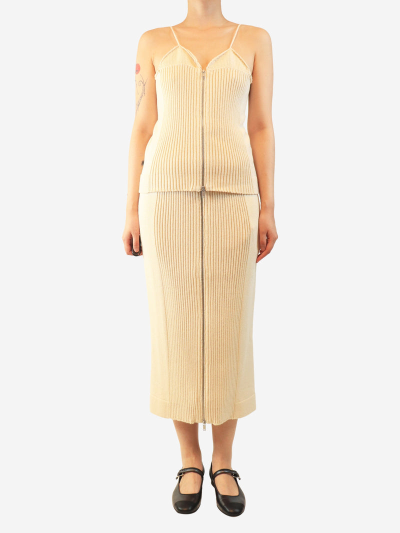 Neutral rib-knit top and skirt set - size UK 10 Sets Jil Sander 