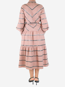 Anna Mason Pink lurex-stripe midi dress - size
