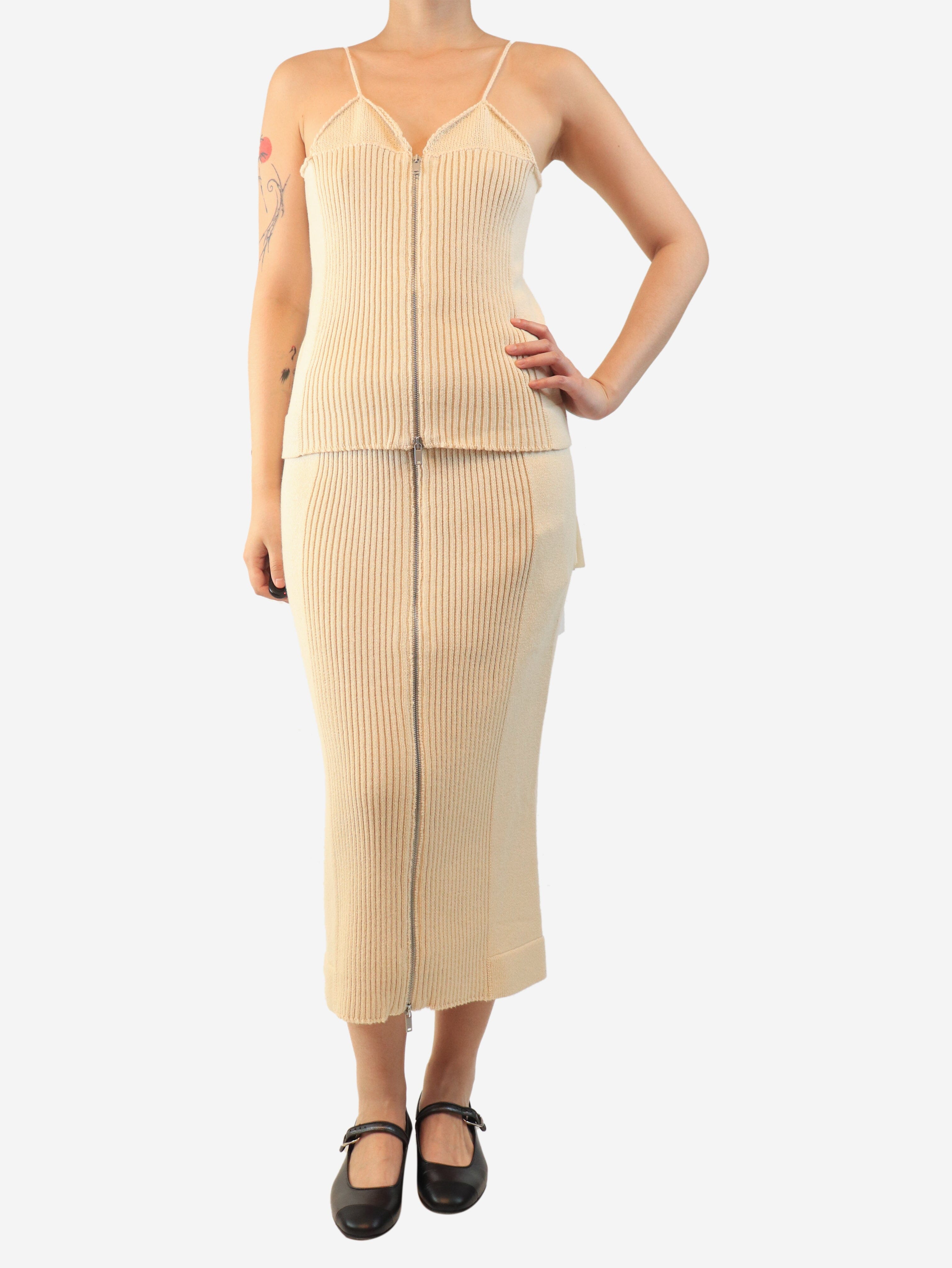 Neutral rib-knit top and skirt set - size UK 10 Sets Jil Sander 