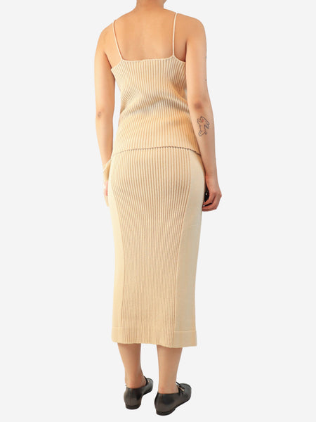 Neutral rib-knit top and skirt set - size UK 10 alternate image