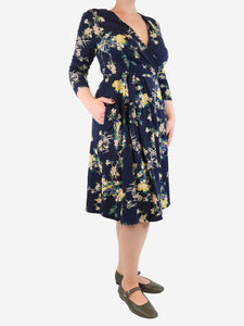 Weekend Max Mara Navy floral midi dress - size L