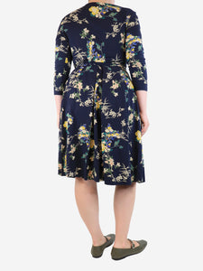 Weekend Max Mara Navy floral midi dress - size L