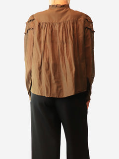 Dark khaki cotton blouse - size UK 12