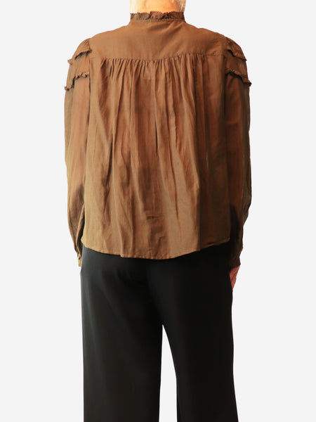 Dark khaki cotton blouse - size UK 12 alternate image