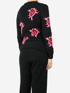 Prada Black rose motif crewneck jumper - Size UK 10