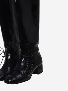Chanel Black patent knee-high boots - size EU 38