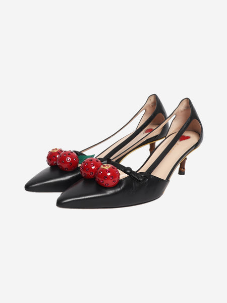 Black cherry applique cut-out heels - size EU 38.5 alternate image