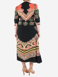 Etro Black floral silk maxi dress - size UK 14