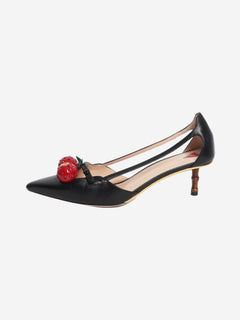Black cherry applique cut-out heels - size EU 38.5