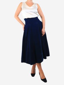 Emilia Wickstead Blue velvet midi skirt - size UK 10
