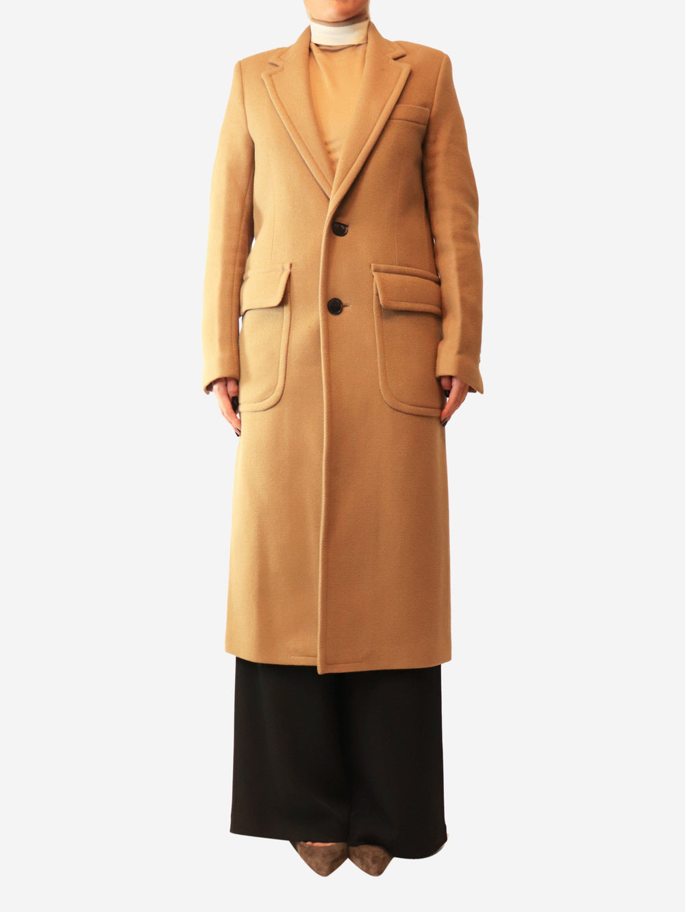 Tan felt midi coat Coats & Jackets AMI Paris 