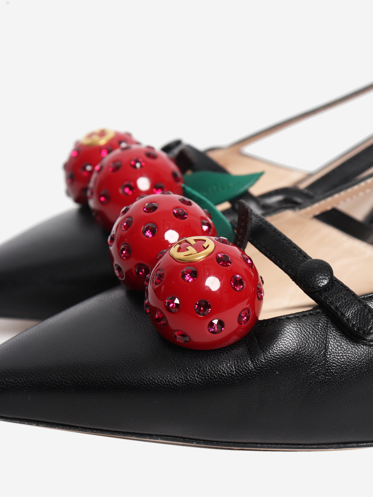 Black cherry applique cut-out heels - size EU 38.5