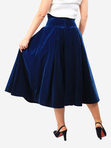 Emilia Wickstead Blue velvet midi skirt - size UK 10