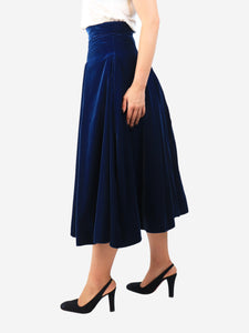 Emilia Wickstead Blue velvet midi skirt - size UK 10