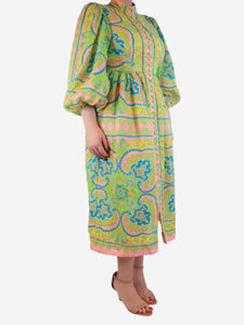 Zimmermann Multicolour linen paisley midi dress - size UK 12