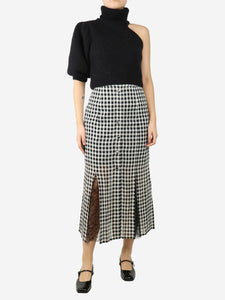 Philosophy Black and white checked lace panelled midi skirt - size UK 8