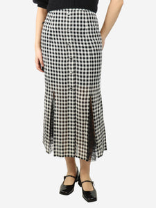 Philosophy Black and white checked lace panelled midi skirt - size UK 8