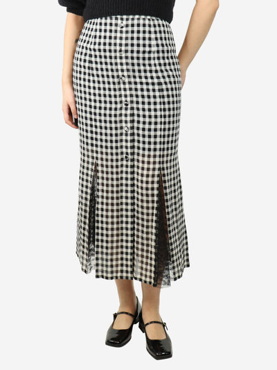 Black and white checked lace panelled midi skirt - size UK 8 Skirts Philosophy 