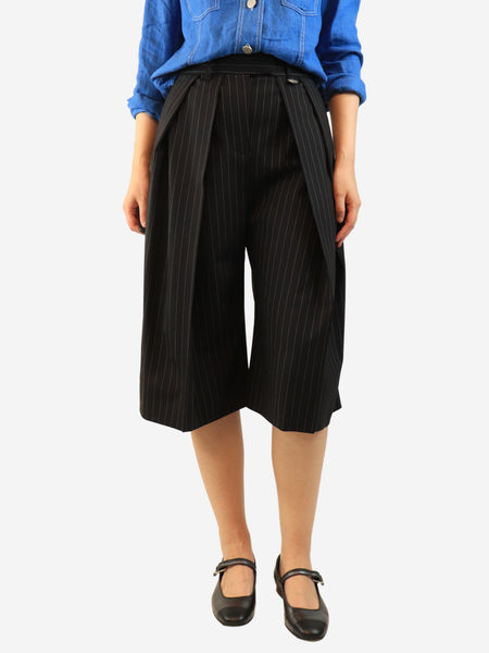 Black pinstripe pleated culottes - size UK 10 product image