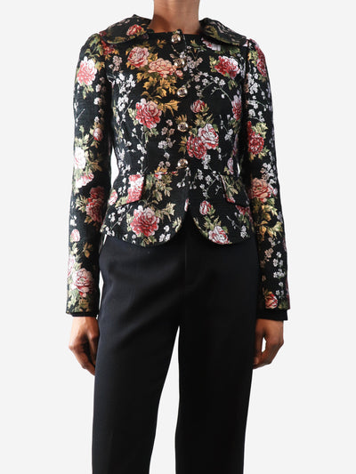 Black lurex floral jacket - size UK 6 Coats & Jackets Dolce & Gabbana 