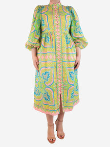 Zimmermann Multicolour linen paisley midi dress - size UK 12