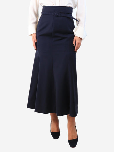 Navy blue belted Severino midi skirt - size UK 10 Skirts Gabriela Hearst 