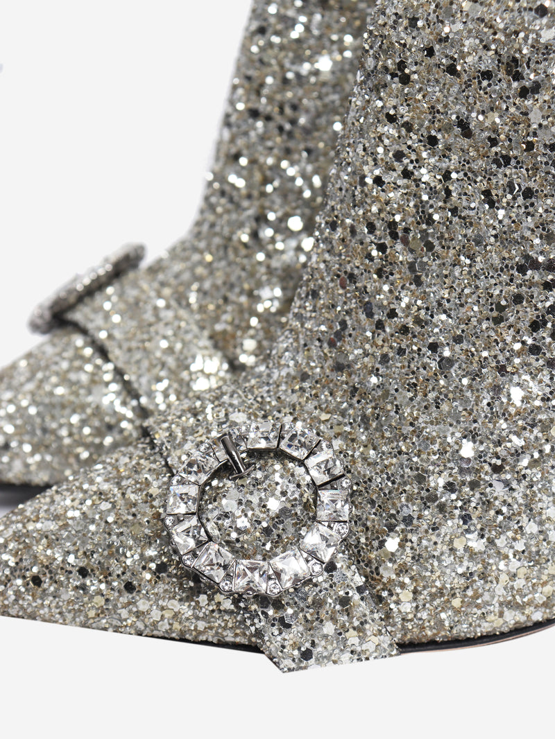 Glittery silver ankle boots - size EU 39 (UK 6)