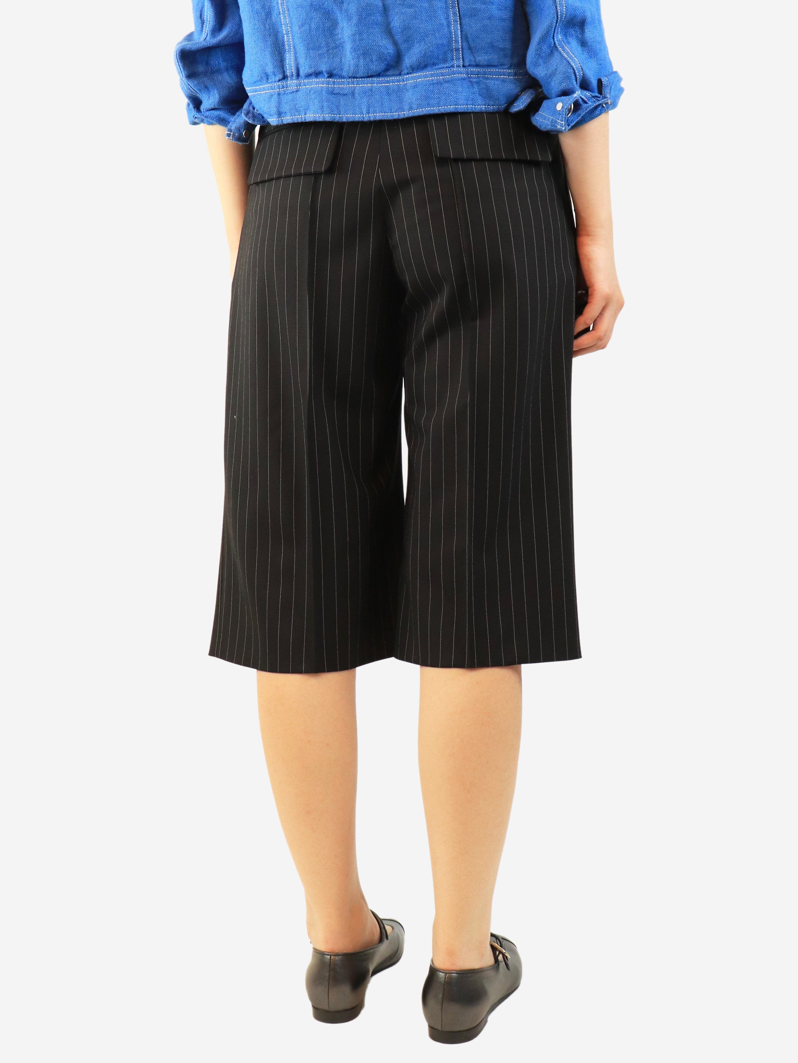 Black pinstripe pleated culottes - size UK 10 Trousers Giuseppe Di Morabito 