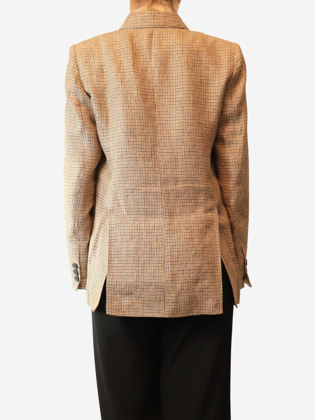 Brown linen dogtooth blazer - size UK 12 alternate image