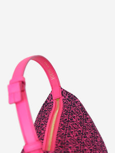 Loewe Pink Cubi anagram small leather-trimmed logo-jacquard tote