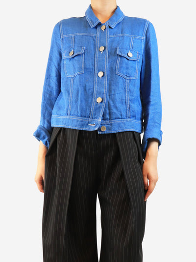 Blue cropped linen jacket - size UK 12 Coats & Jackets Brora 