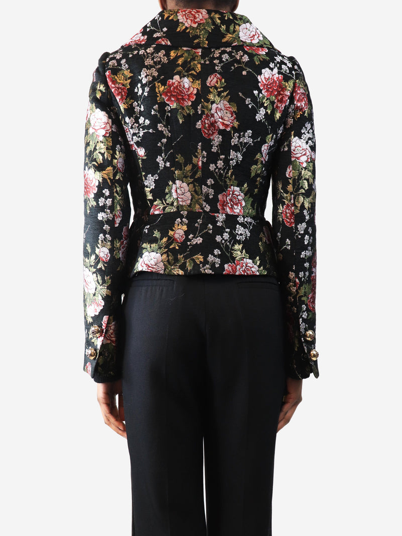 Black silk floral frill blouse - size UK 4 Tops Ulla Johnson 