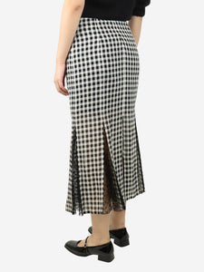 Philosophy Black and white checked lace panelled midi skirt - size UK 8